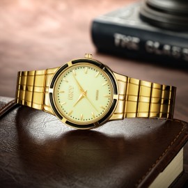 KKY's New Round Analog Quartz Watch Business Fashion Men's Watch Stainless Steel Band Watches