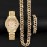 3pcs Luxury Rhinestone Quartz Watch, Alloy Wristband and Jewelry Necklace, Bracelet Set - Glittering Timepiece with Sparkling Accents, Perfect Accessory for Women, Ideal Gift for Her, Eid, Anniversary, Birthday, and Special Occasions