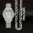 3pcs Luxury Rhinestone Quartz Watch, Alloy Wristband and Jewelry Necklace, Bracelet Set - Glittering Timepiece with Sparkling Accents, Perfect Accessory for Women, Ideal Gift for Her, Eid, Anniversary, Birthday, and Special Occasions