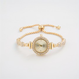 Luxury Women's Round Pointer Quartz Watch - Sparkling Rhinestone Accented, Stainless Steel Bracelet, Water Resistant, Analog Display, Elegant Timepiece for Formal Occasions - Perfect Gift Idea