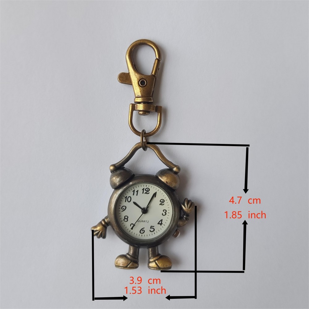 Vintage Bronze Human Shape Pocket Watch - Quartz Movement, Keychain Pendant, Bag Accessory, Creative Gift for Nurses - Unique Novelty Timepiece with Keychain Ring and Chain