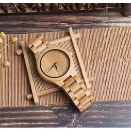 Bamboo Wooden Quartz Watch - Stylish Casual Sports Timepiece with Glowing Night Luminous Pointer - Perfect Gift Idea for Men on Special Occasions