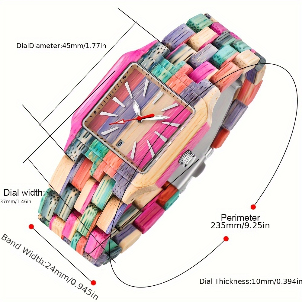 vintage wooden quartz watch for women handmade analog timepiece with luminous hands details 6