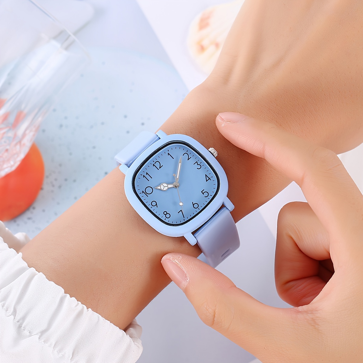 casual pointer quartz watch candy color fashion analog silicone wrist watch for women daily use details 0