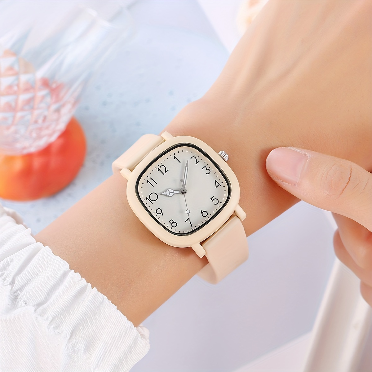 casual pointer quartz watch candy color fashion analog silicone wrist watch for women daily use details 3