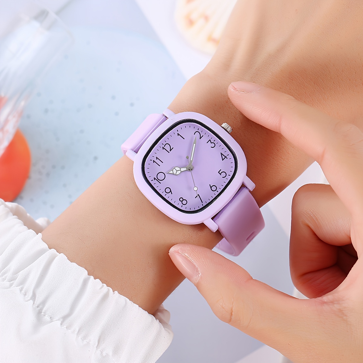 casual pointer quartz watch candy color fashion analog silicone wrist watch for women daily use details 5