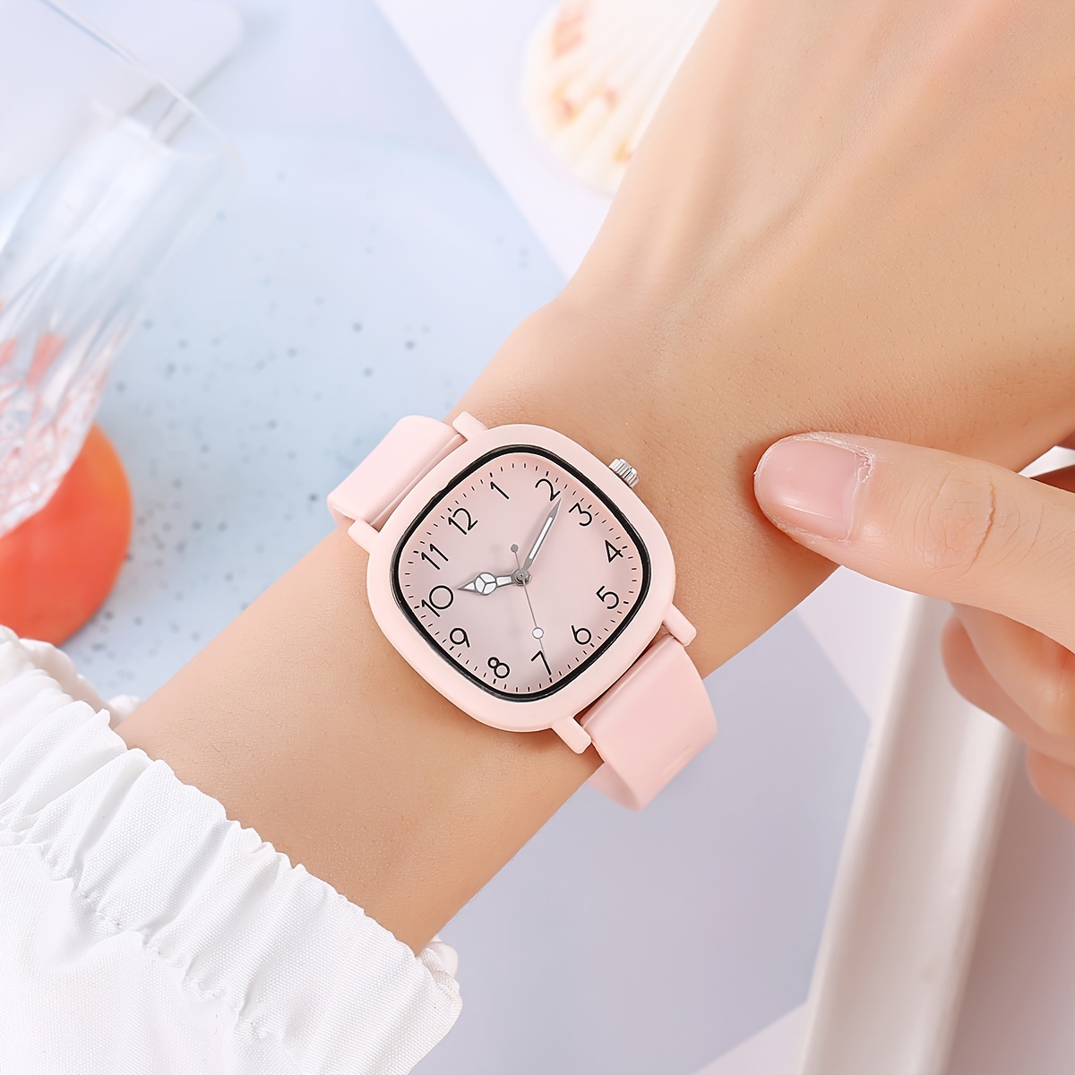 casual pointer quartz watch candy color fashion analog silicone wrist watch for women daily use details 6