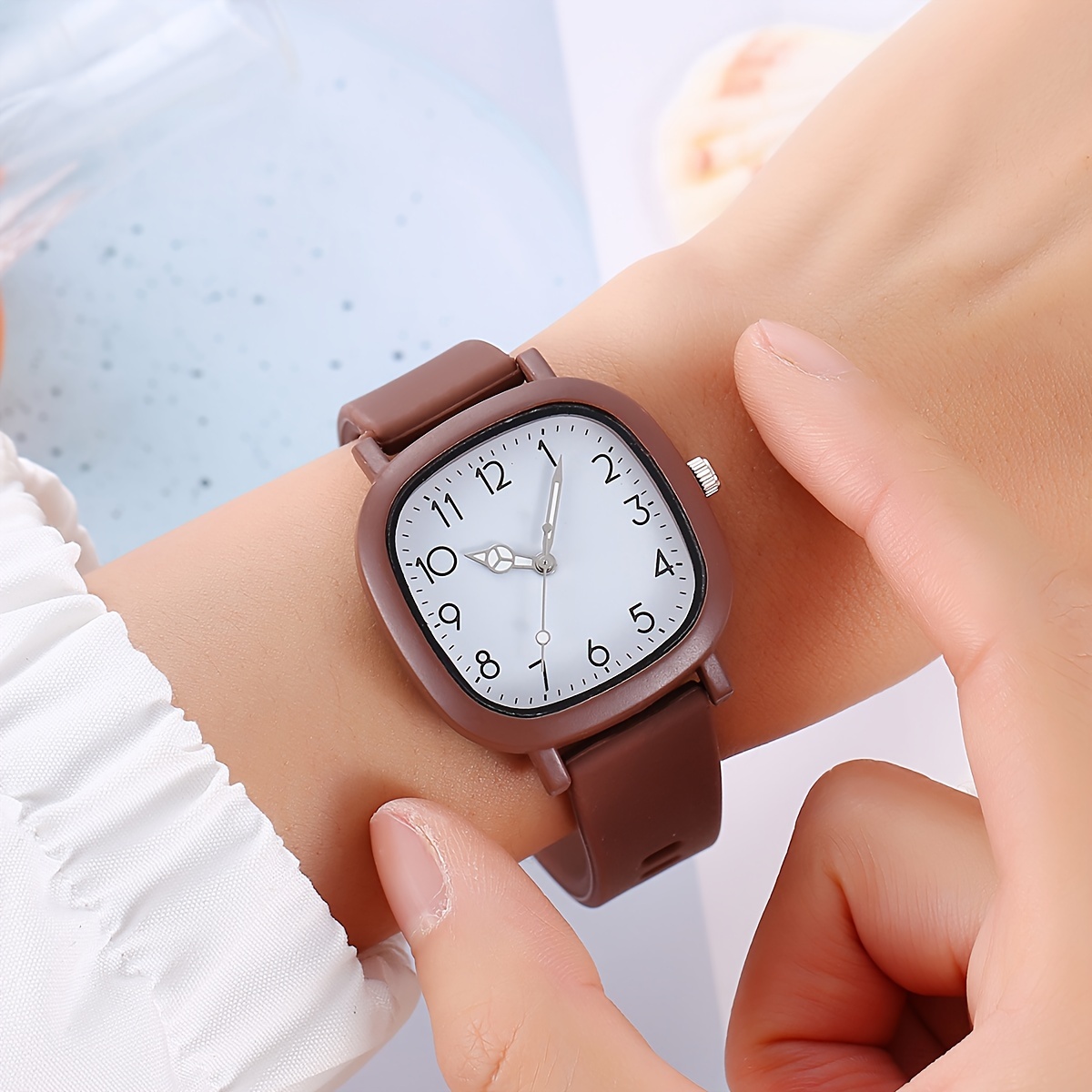 casual pointer quartz watch candy color fashion analog silicone wrist watch for women daily use details 7