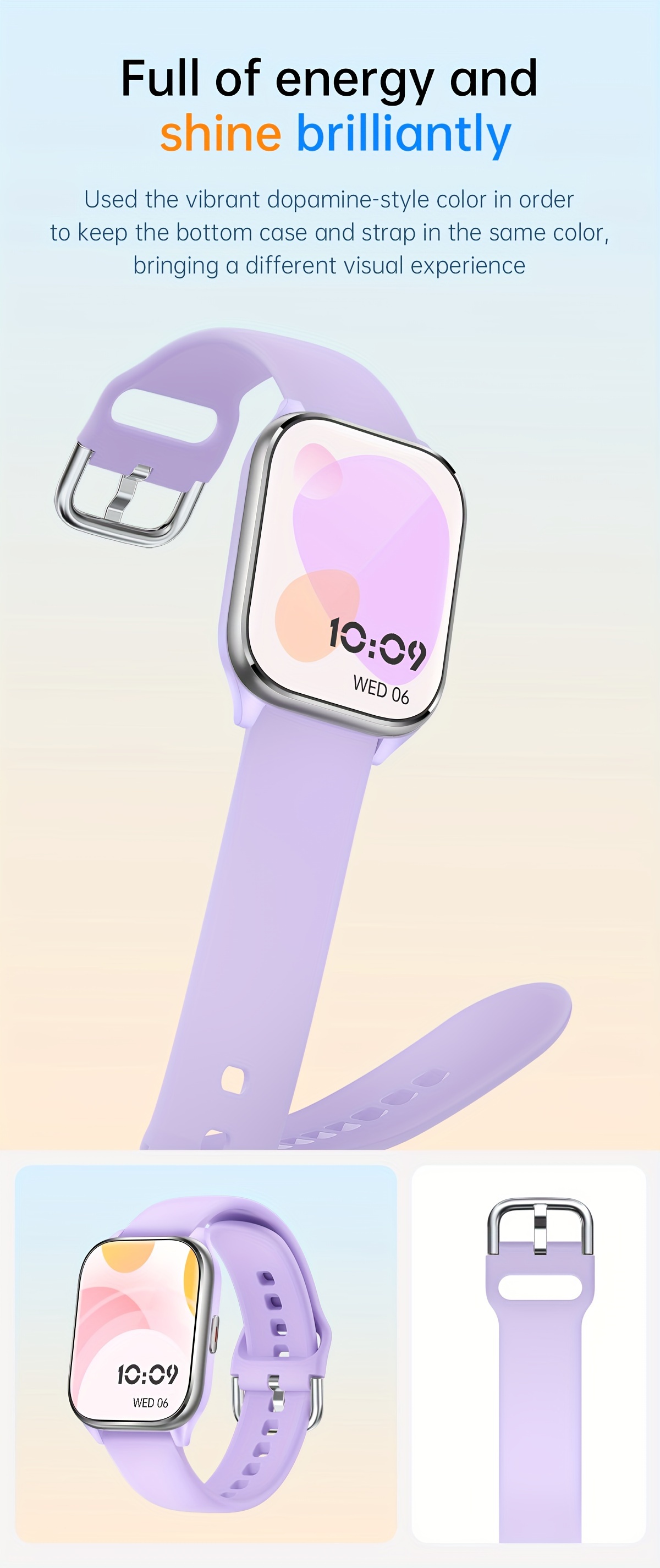 smart watch for women men 1 85 hd display ai voice assistant 100 sports modes call function activity calorie counter weather forecast ios android compatible magnetic charging details 2