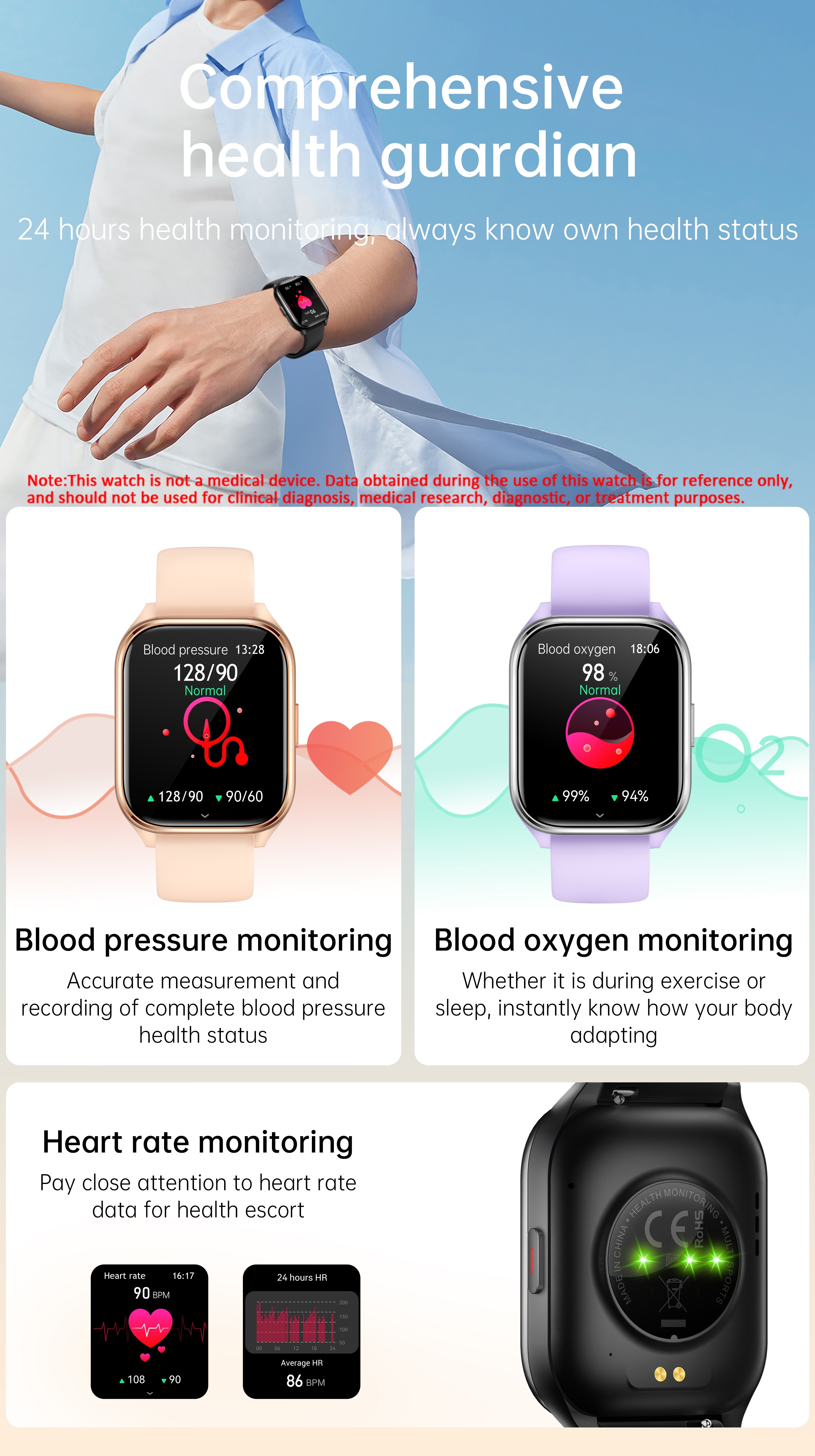smart watch for women men 1 85 hd display ai voice assistant 100 sports modes call function activity calorie counter weather forecast ios android compatible magnetic charging details 3