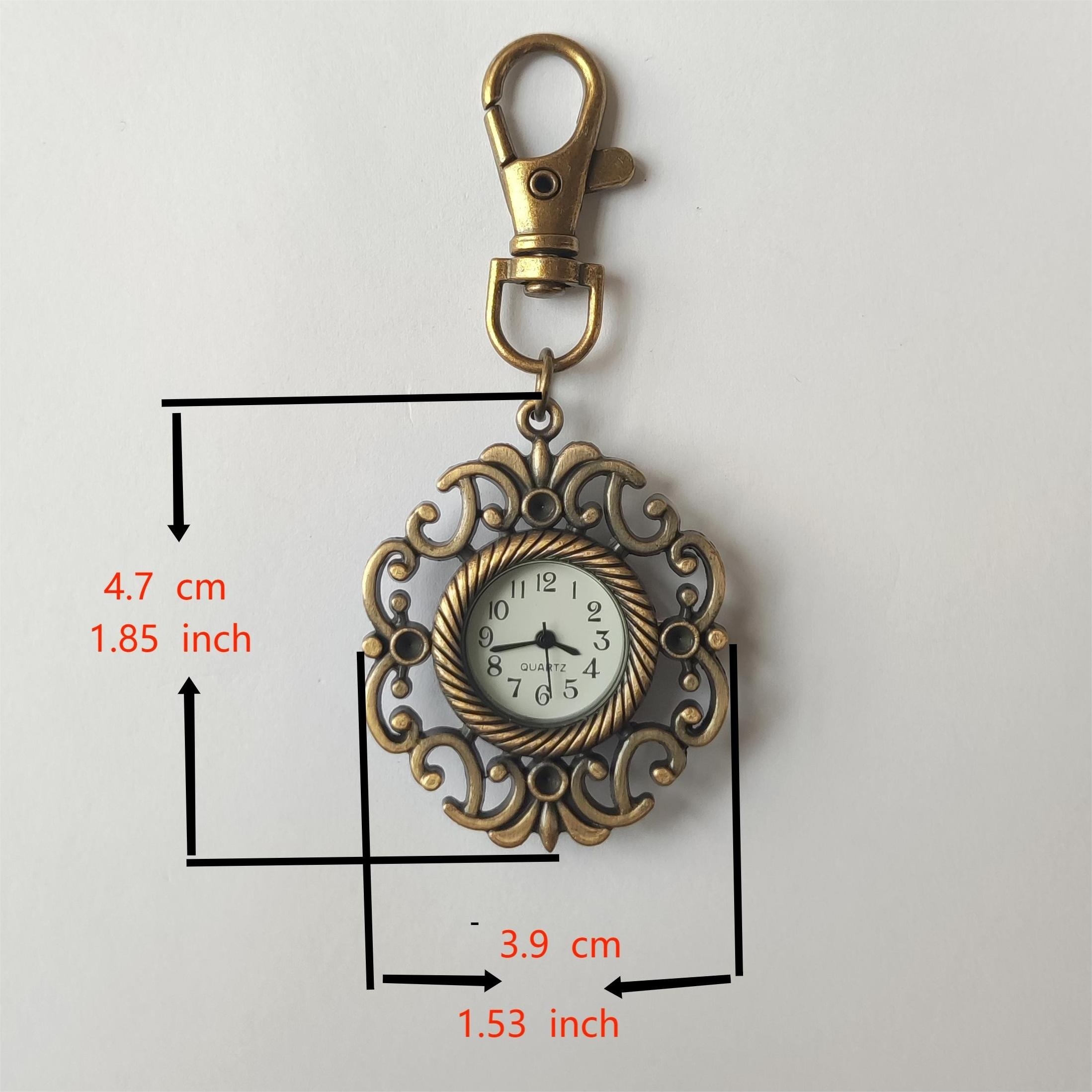 vintage watch hollow novelty bronze key chain creative quartz watch trend pendant bag accessories details 1