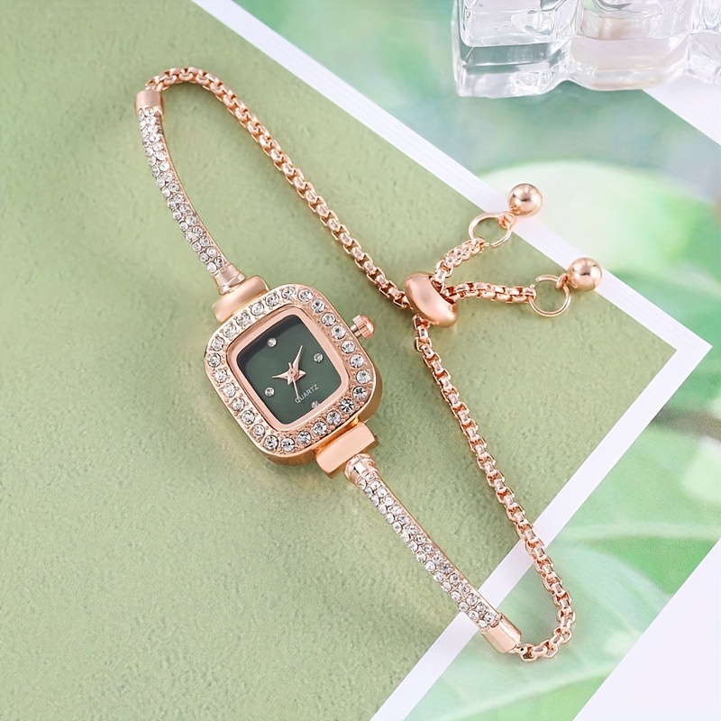 glamorous alloy bracelet watch quartz movement elegant pointer display fashionable and versatile design details 4