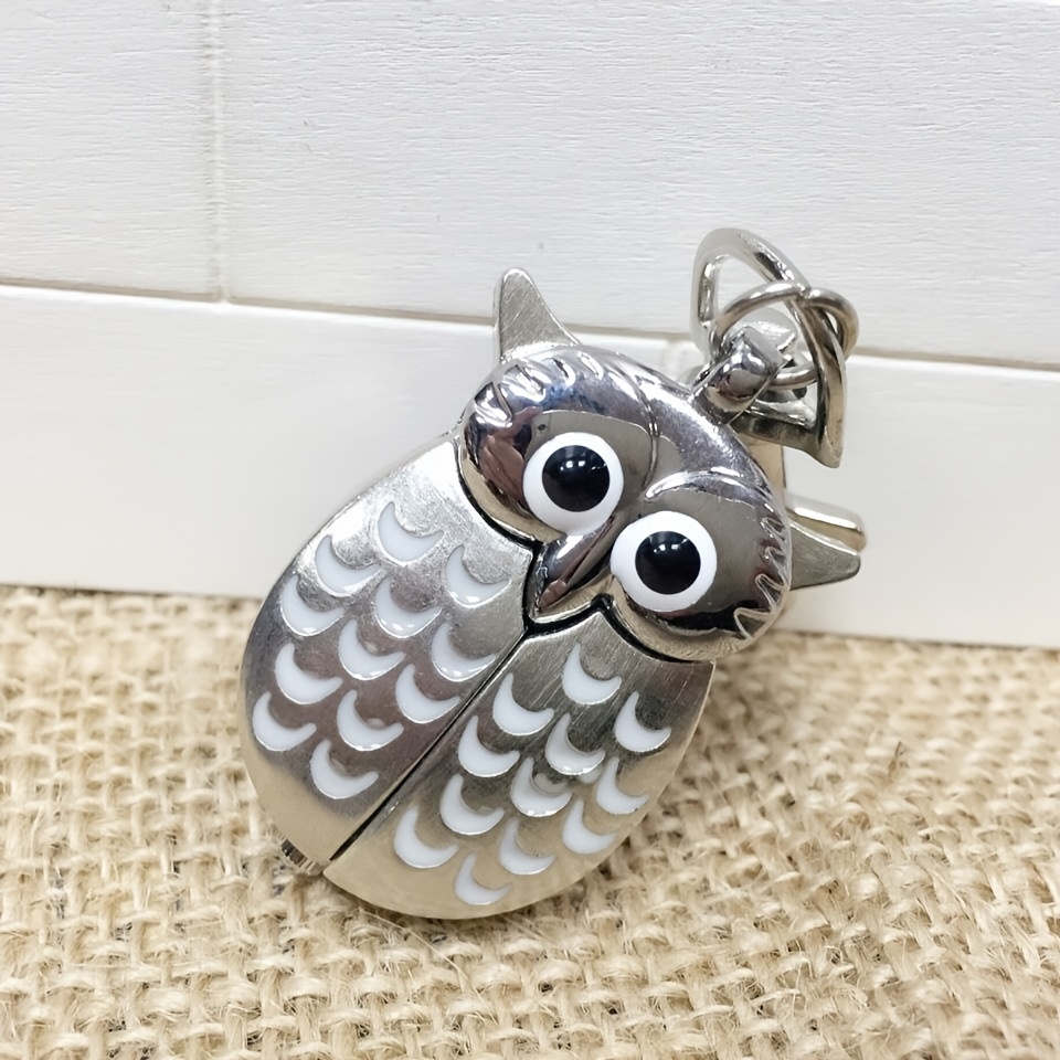 colorful cute owl pocket watch novelty hanging chain quartz watch vintage pendant bag accessories birthday gift details 3