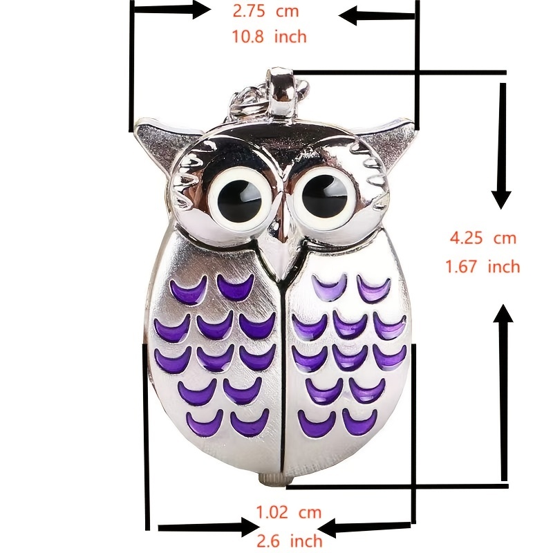 colorful cute owl pocket watch novelty hanging chain quartz watch vintage pendant bag accessories birthday gift details 4