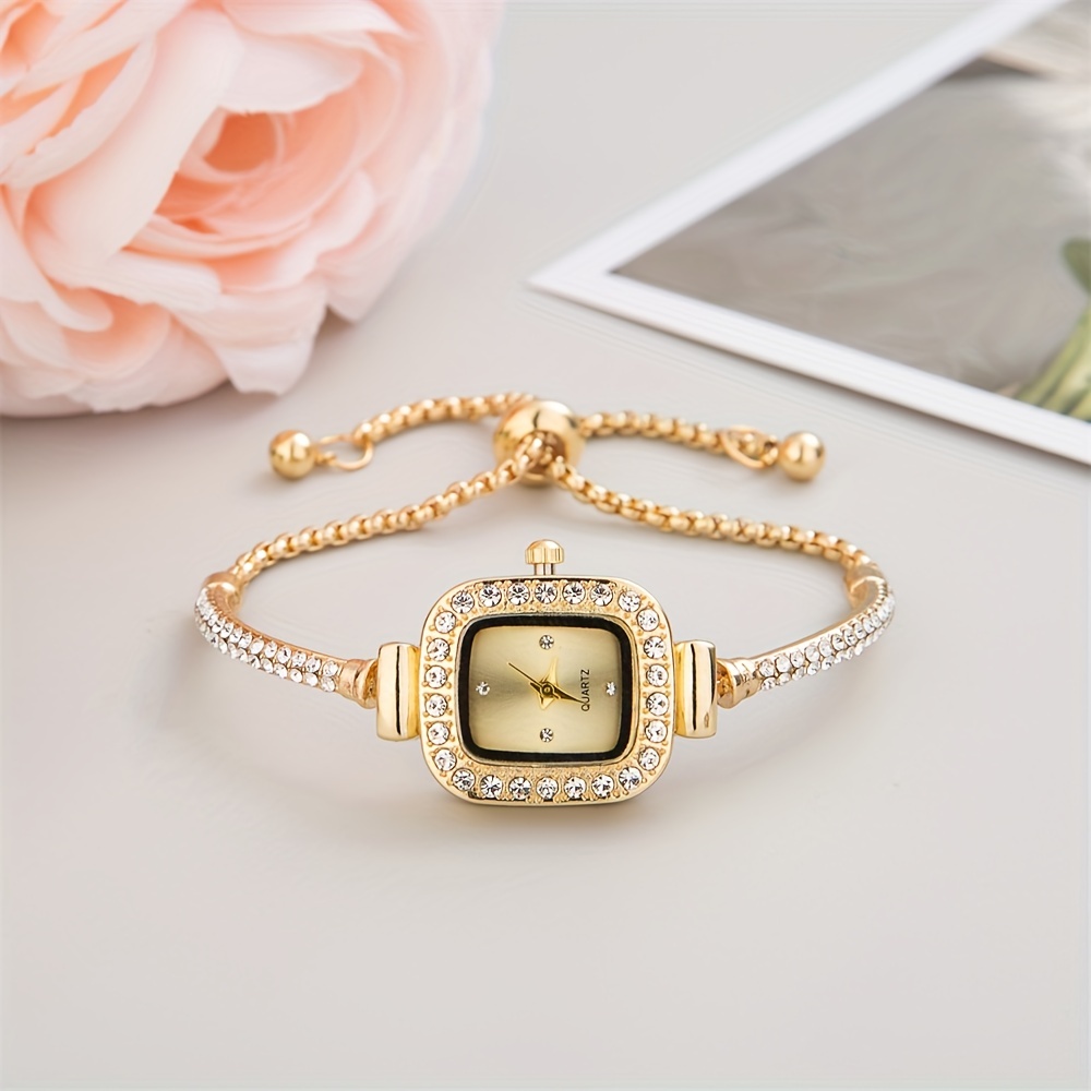 womens bracelet watch cute pointer quartz watch luxury rhinestone analog stainless steel wrist watch details 4