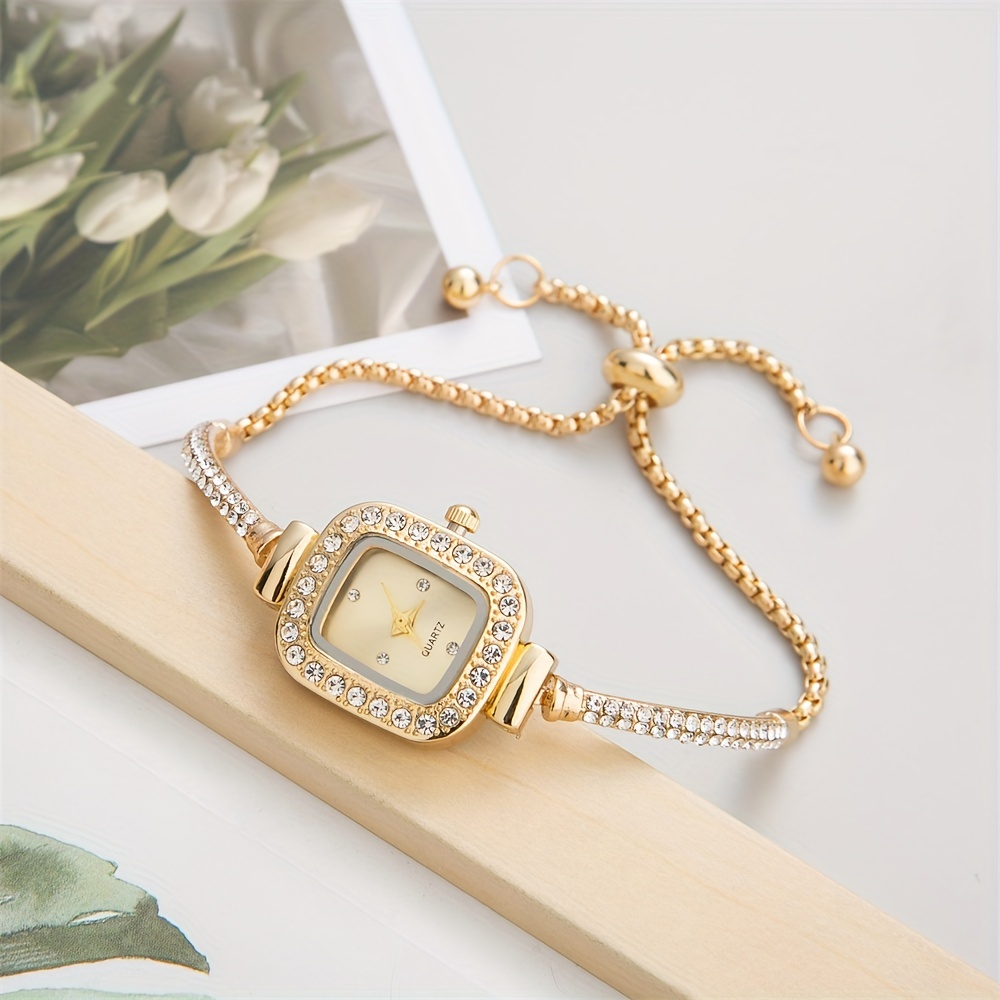 womens bracelet watch cute pointer quartz watch luxury rhinestone analog stainless steel wrist watch details 5