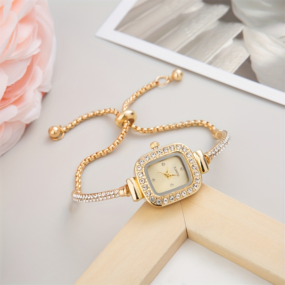 womens bracelet watch cute pointer quartz watch luxury rhinestone analog stainless steel wrist watch details 6
