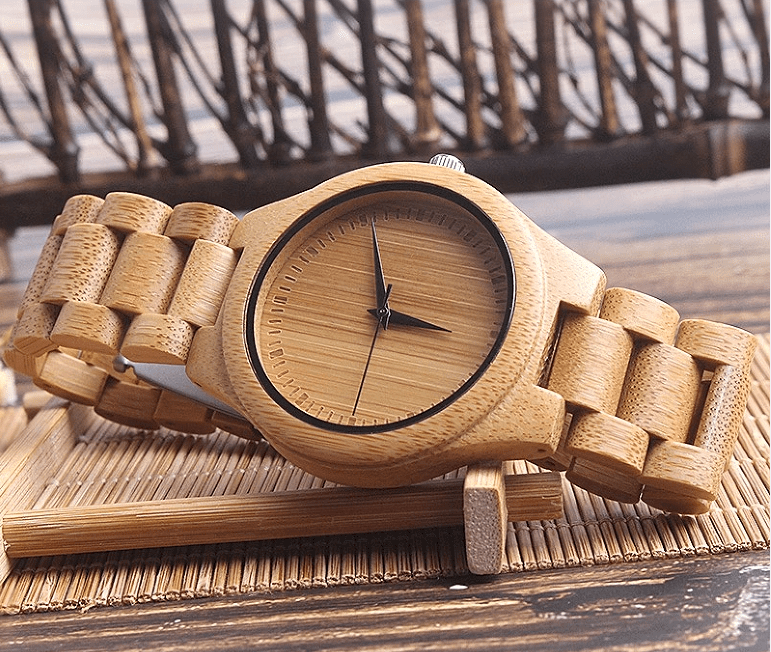 bamboo wooden quartz luminous pointer casual sports quartz watch gift for men details 0