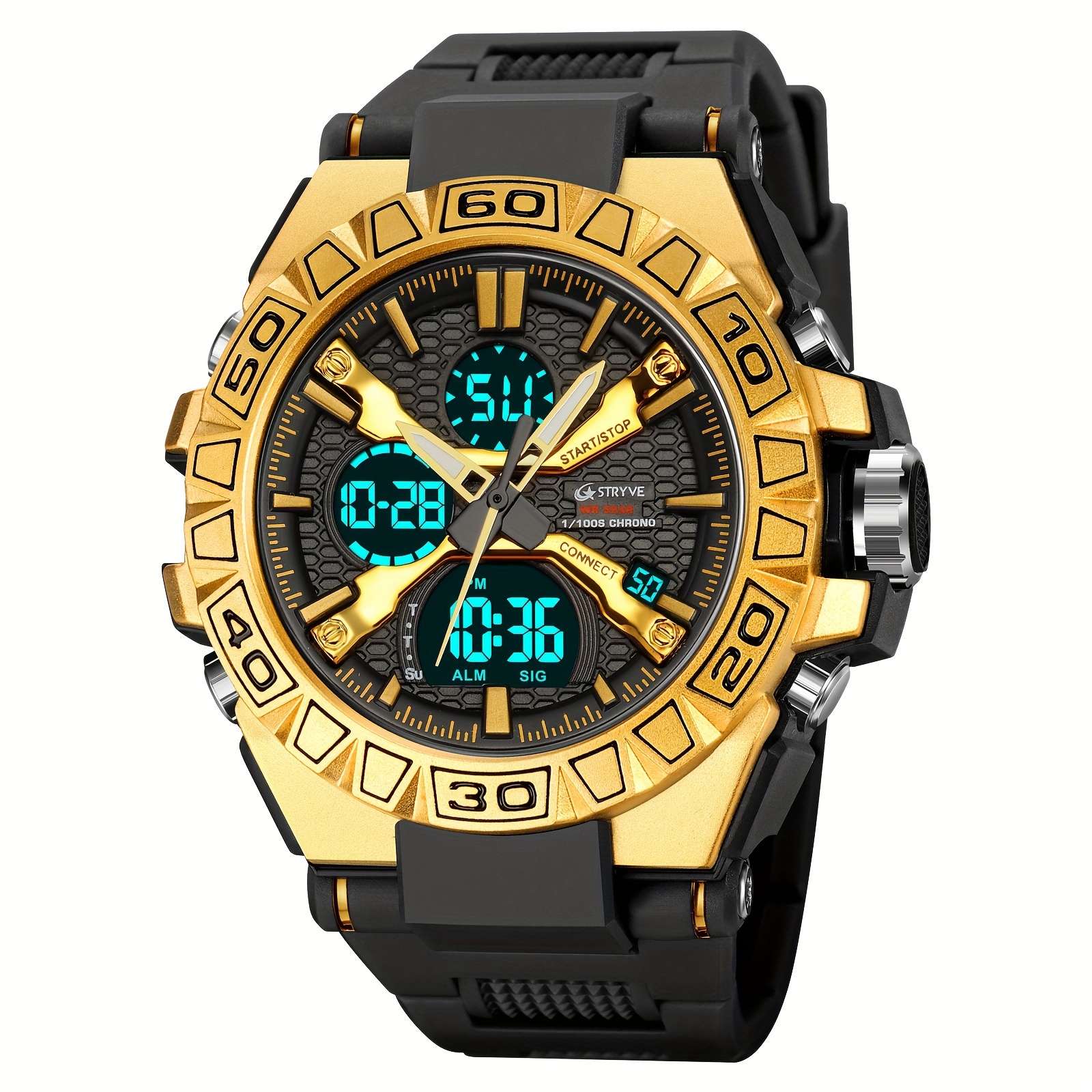 mens 5atm digital analog dual displaying sports watches details 2