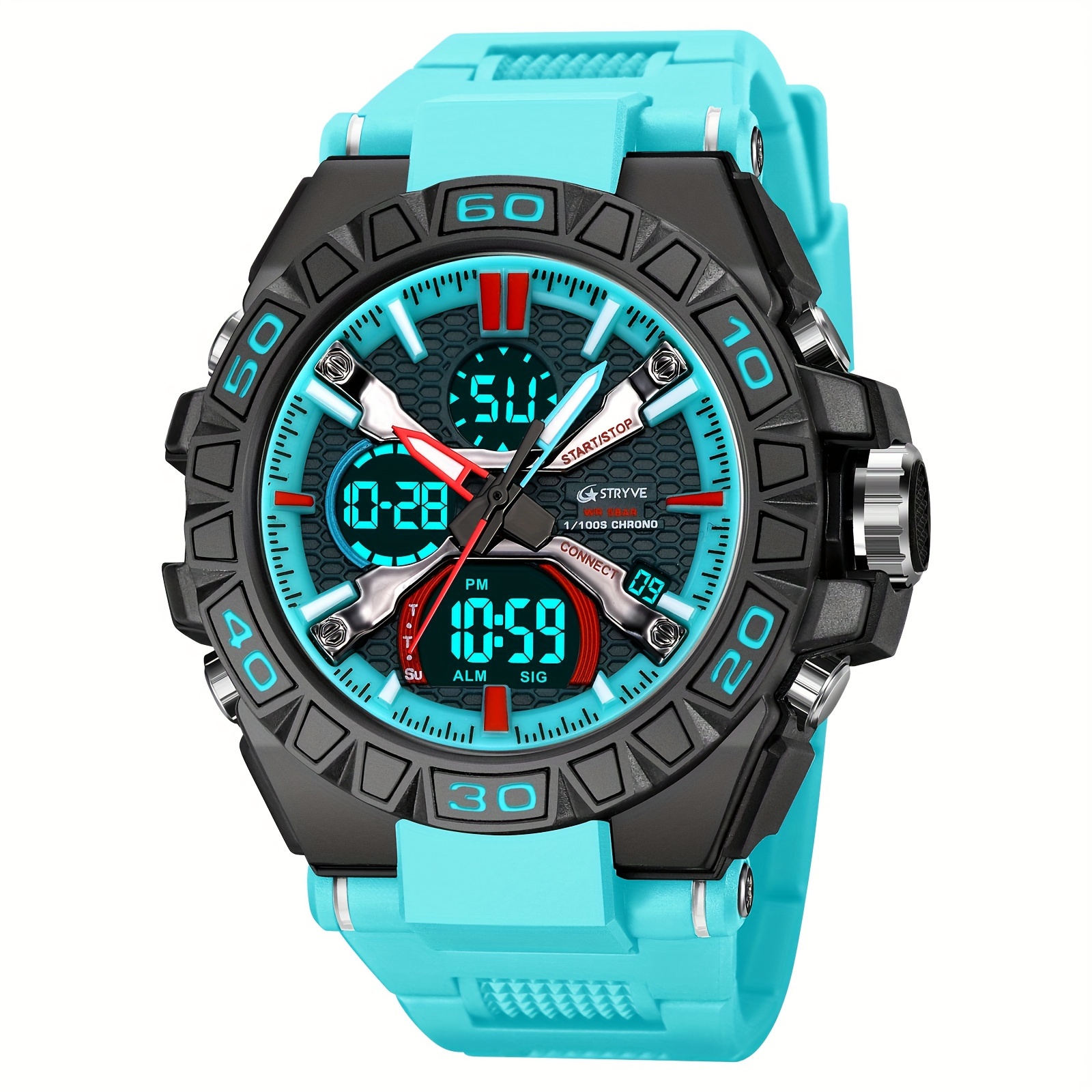 mens 5atm digital analog dual displaying sports watches details 3