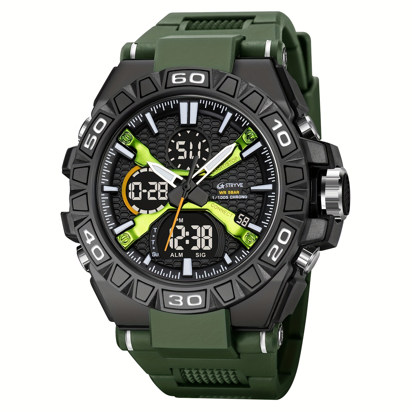 mens 5atm digital analog dual displaying sports watches details 4