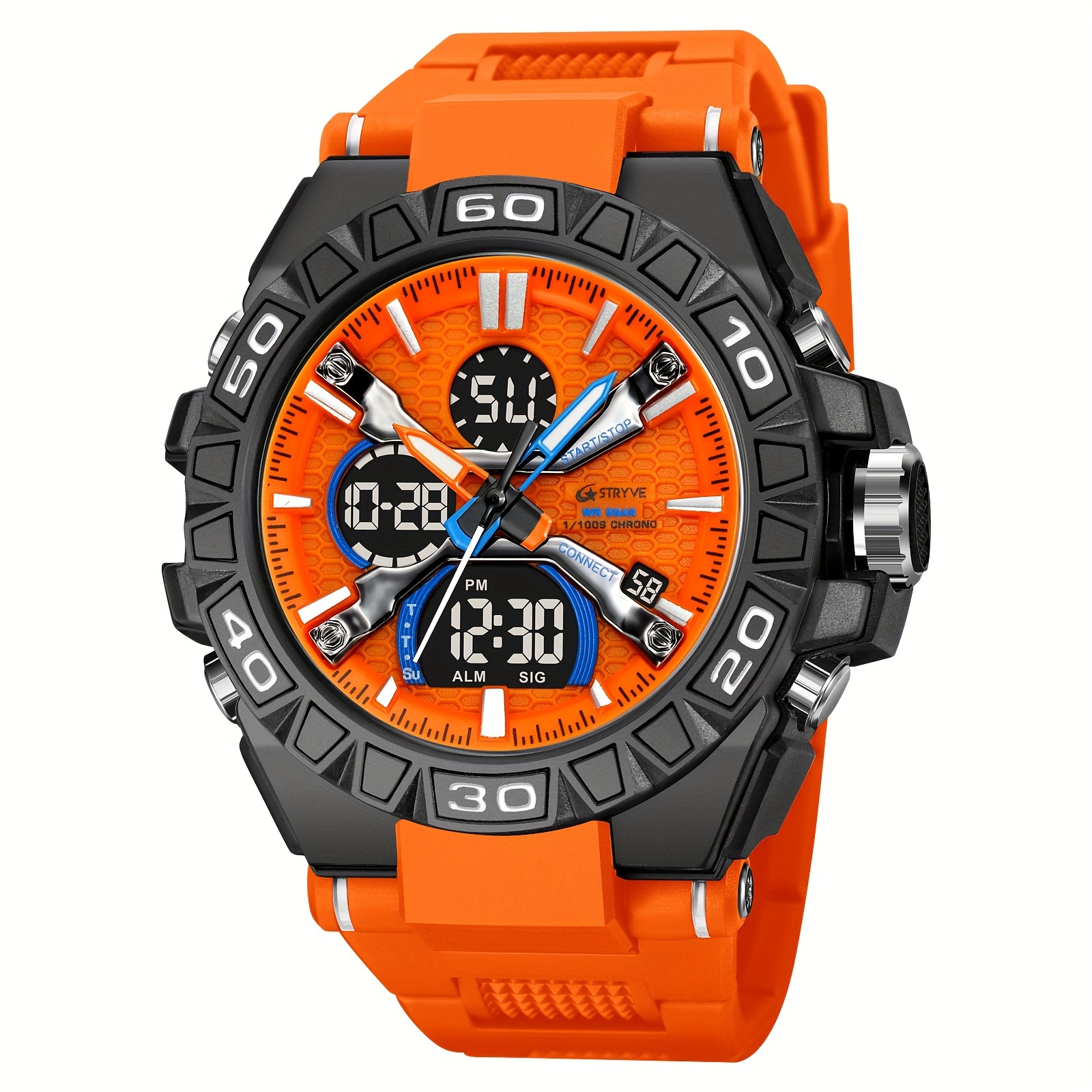 mens 5atm digital analog dual displaying sports watches details 5