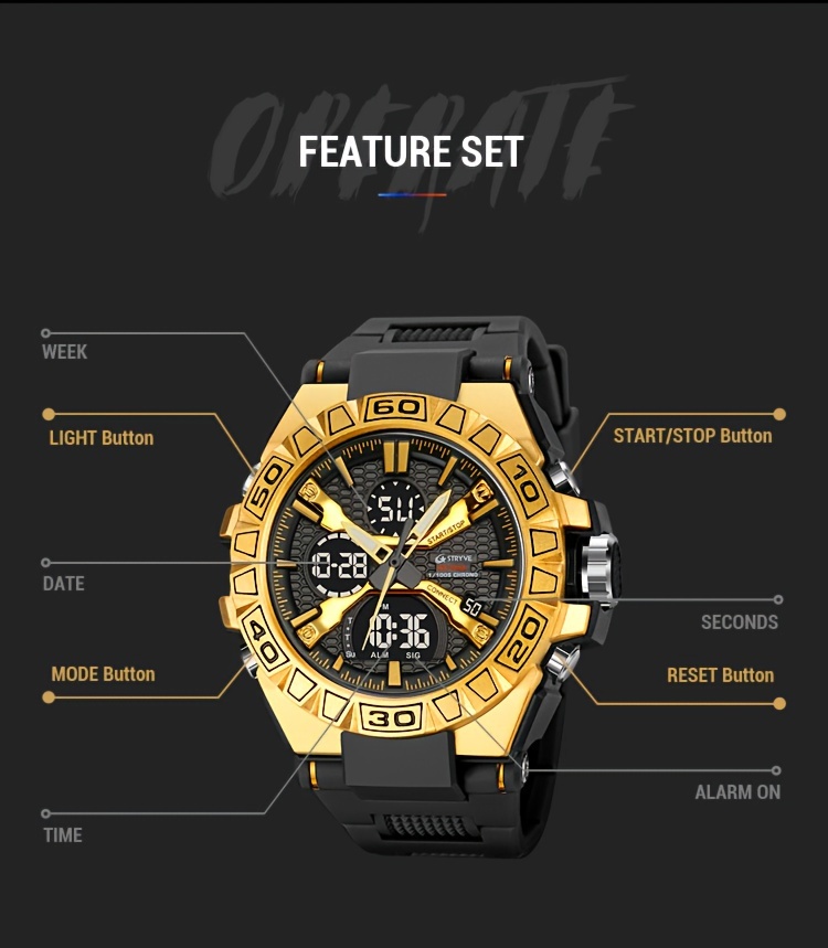 mens 5atm digital analog dual displaying sports watches details 6