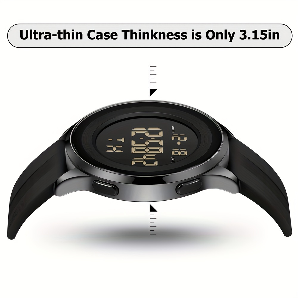 mens digital watch black dive sports ultra thin wrist watch details 2